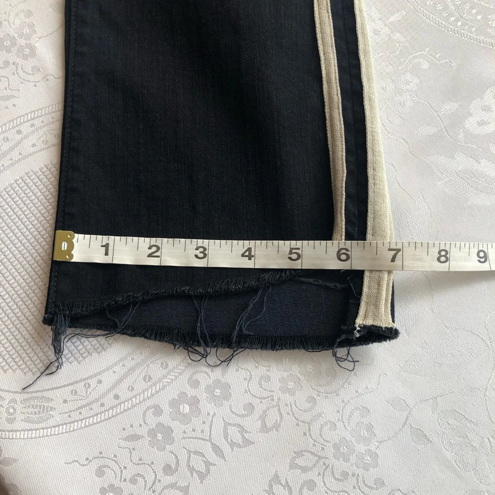 MOTHER The Insider Crop High-Rise Black/Cream Denim Jeans Pants Women’s Size 27
